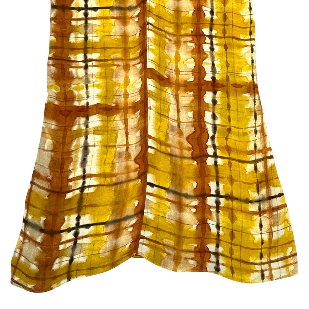 Zara Dress Tie Dye Plaid Print Dolman Sleeve Maxi Mustard Yellow M Blogger Fav - Picture 9 of 16